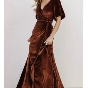 Baltic Born Bronze Meghan Velvet Wrap Maxi Bridesmaid Dress 3XL